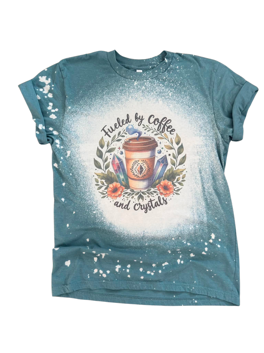 Fueled by Coffee and Crystals - Bleached Tee ☕💎