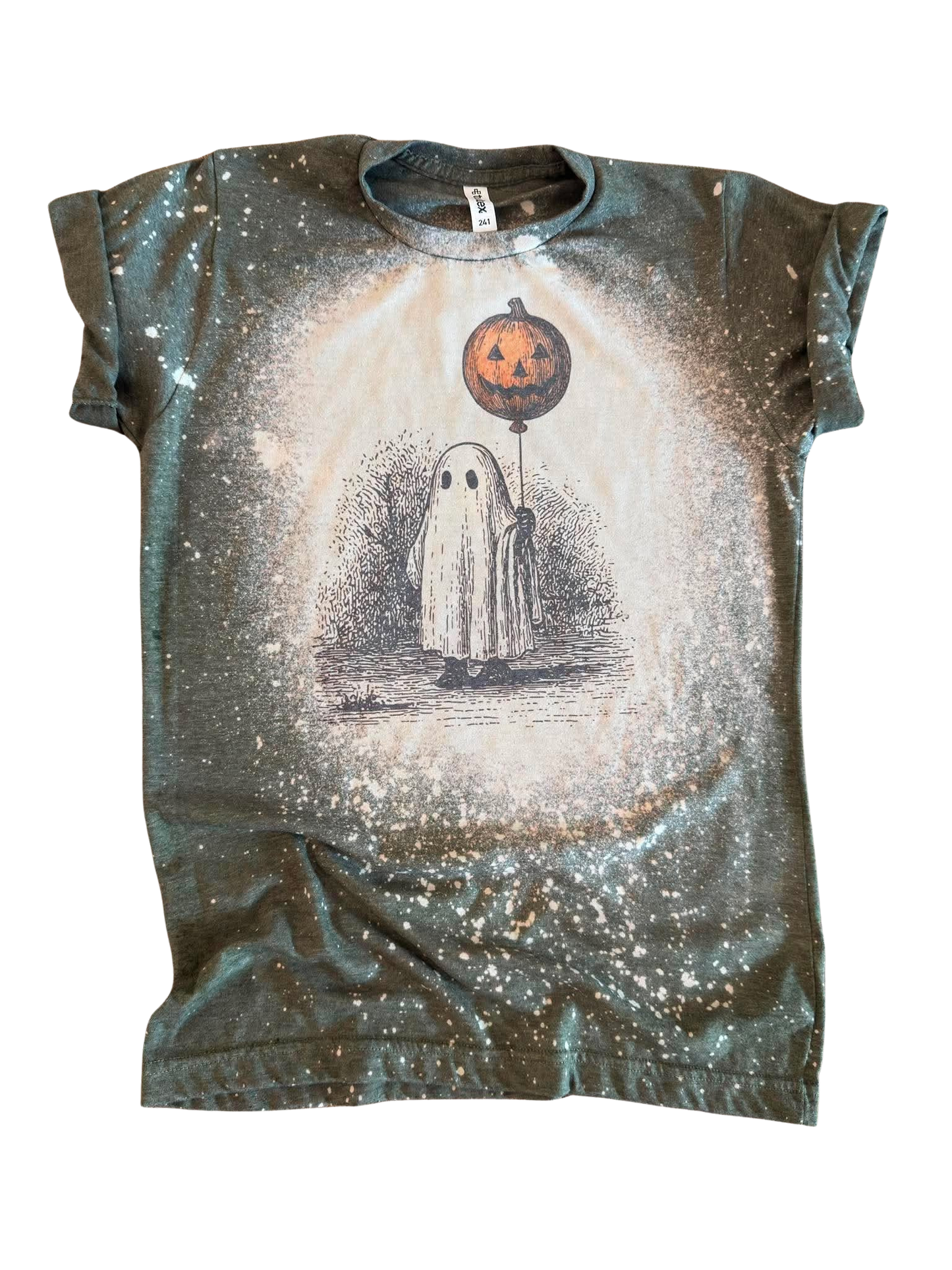 Ghost with Jack-o'-Lantern Balloon - Bleached Tee 👻🎈