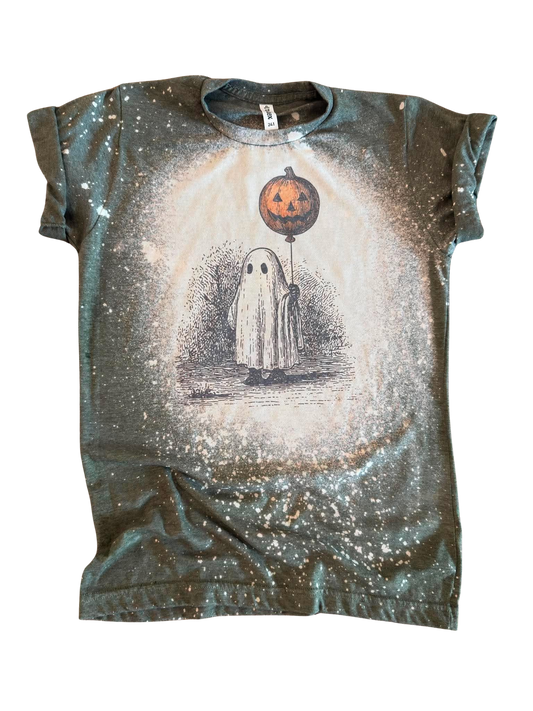 Ghost with Jack-o'-Lantern Balloon - Bleached Tee 👻🎈