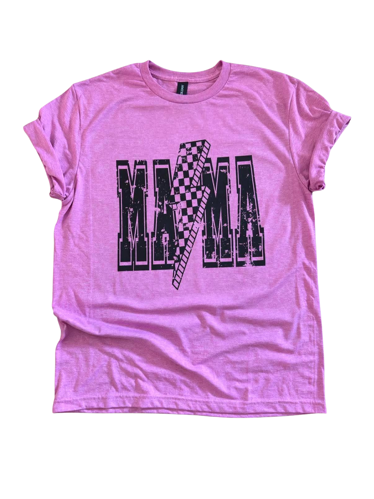Mama Checkered Lightning - Graphic Tee ⚡🖤💖