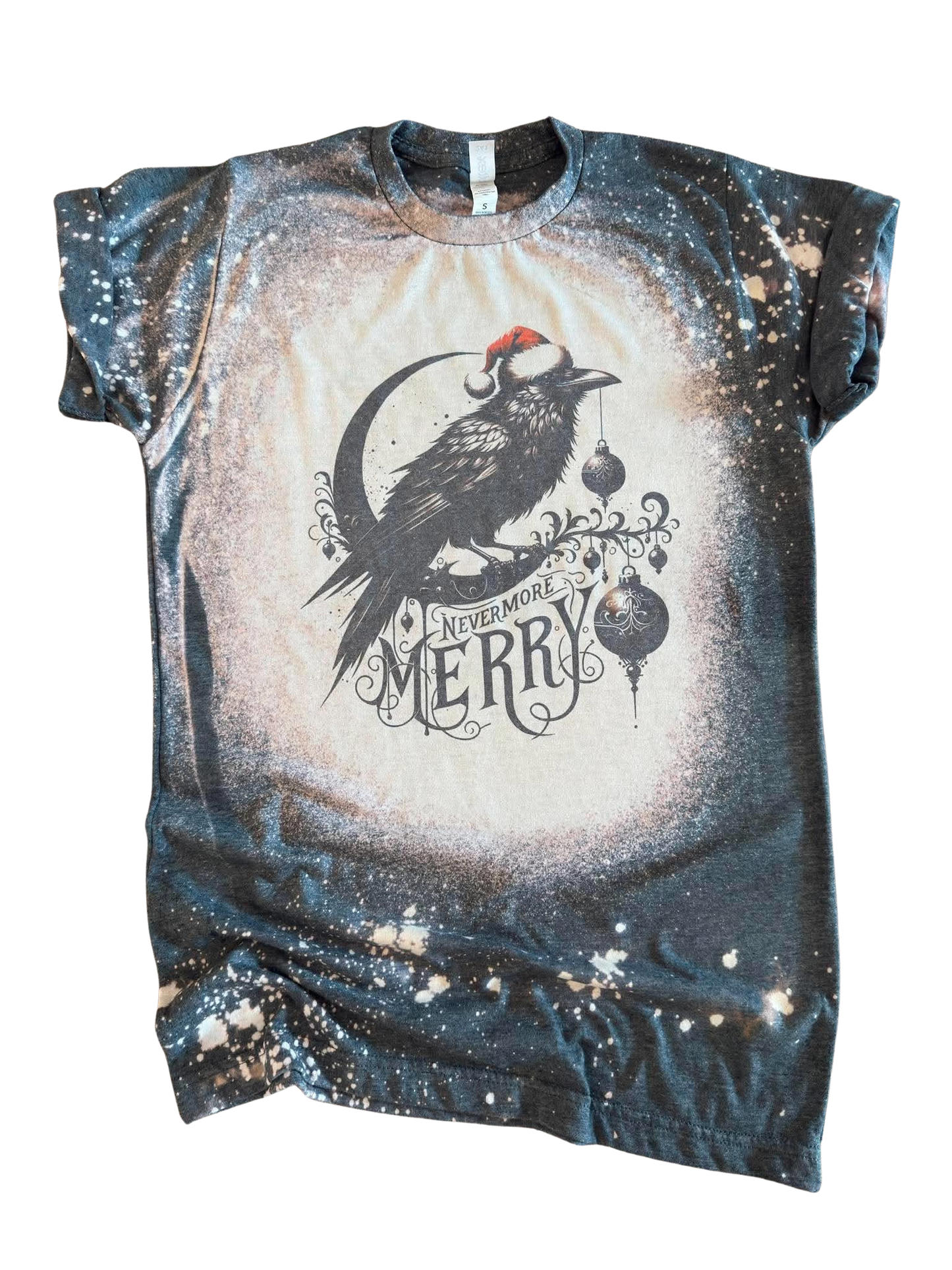Nevermore Merry - Bleached Tee 🐦🎄