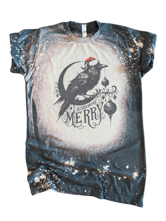 Nevermore Merry - Bleached Tee 🐦🎄