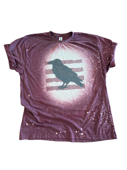 Raven Silhouette - Bleached Tee 🖤🐦