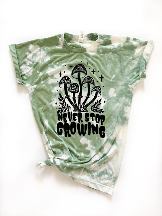 Never Stop Growing Mushroom Tie Dye Tee
